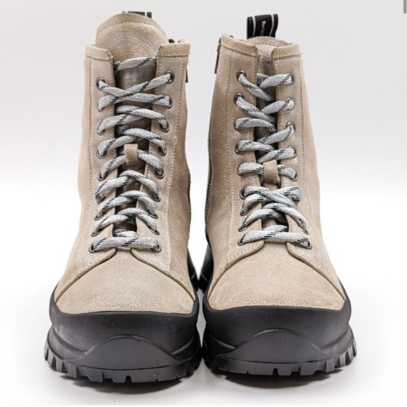 P448 Denise Beige Glitter Vibram Platform Lace-up Combat Boots 37 EU 7 US - Picture 4 of 10